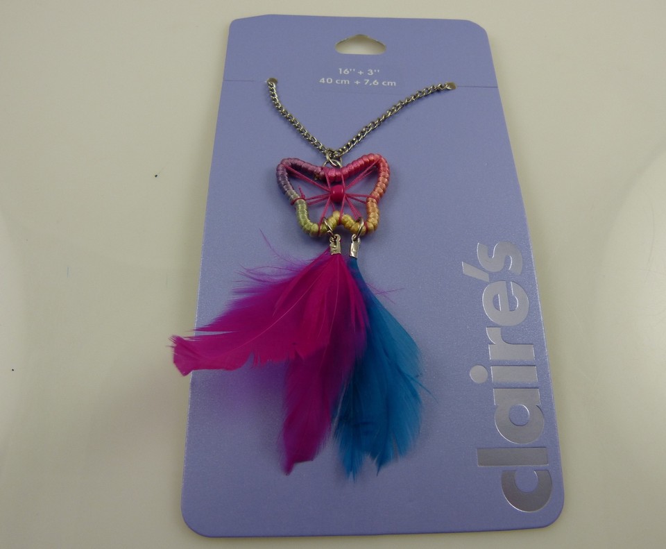 Butterfly rainbow feathers necklace Claire's different eBay