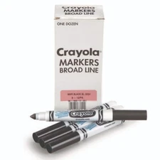 Crayola Broad Line Washable Markers, Broad Bullet Tip, Black, 12/Box