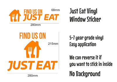 Just Eat Window Stickers Restaurant Sign Quality Vinyl Takeaway