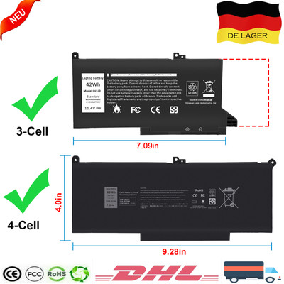 F3YGT DJ1J0 Akku Für Dell Latitude 7000 7280 7290 7380 7390 7480 7490 DM3WC