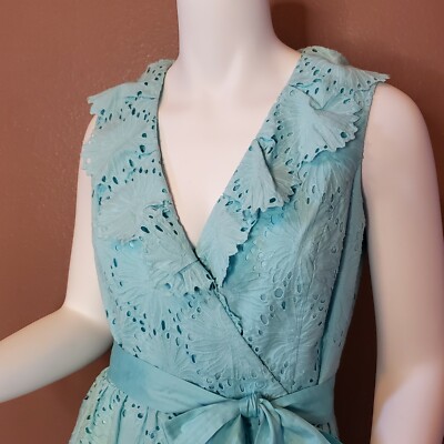 donna morgan blue eyelet dress DONNA MORGAN aqua blue cotton eyelet dress size 4
