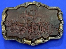 FARM Tractor, Heavy Machinery western framed belt buckle marked W - to restore 