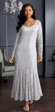 Size 14 Midnight Velvet Sylvie Sequin Lace Wedding Church Formal Party Gown
