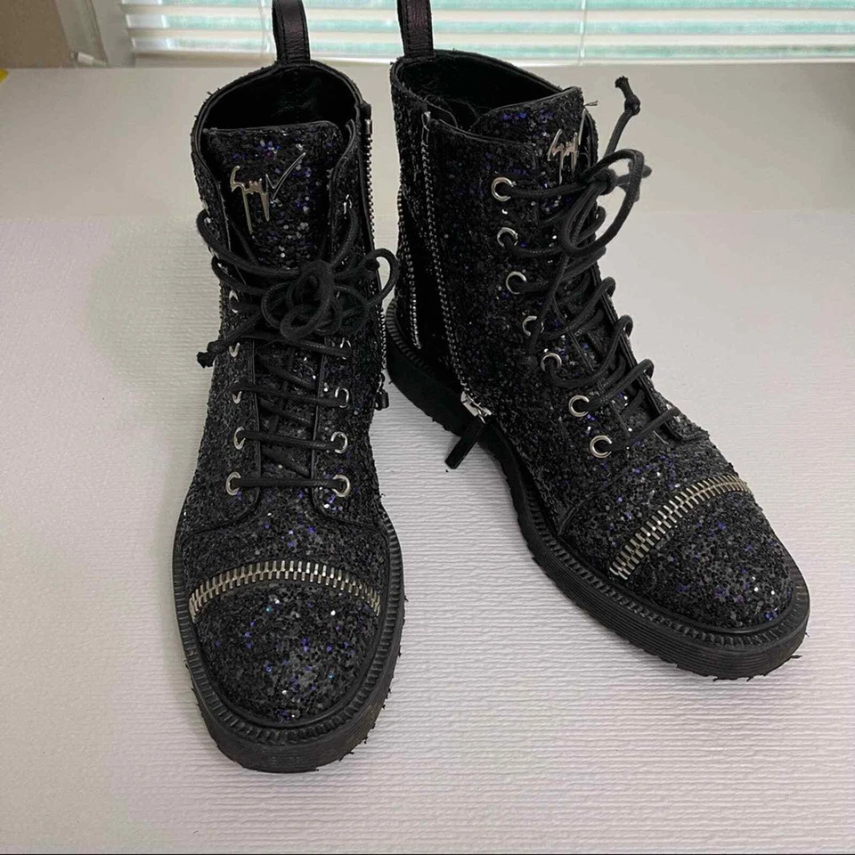 Giuseppe Zanotti 100% Atlético Botas de Combate con Cordones Brillo Talla 36.5 Foto 2 de 4