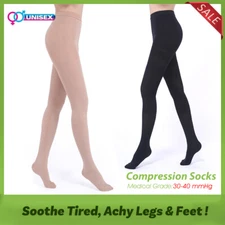30-40 mmHg Compression Pantyhose Women Men Stockings Travel Anti Fatigue Relief