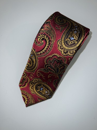 Robert Talbott Best of Class Red Paisley Tie Hand Sewn Imported Silk Made in USA - Picture 7 of 8