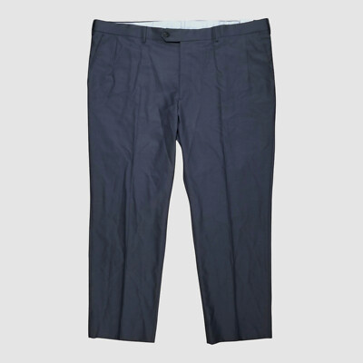 Stefano Ricci Men Blue Wool Flat-Front Suit Trousers Dress Pants Size 62R