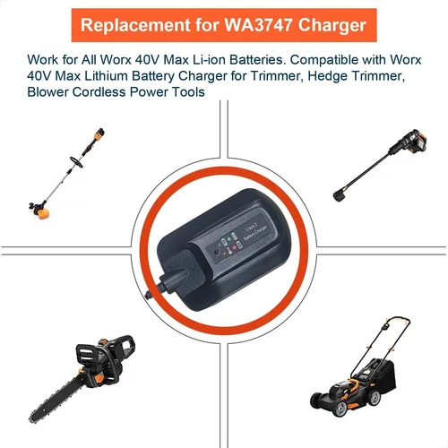 WA3747 Charger for Worx 40V Lithium Battery WA3580 WG180 WG280 WG380 WG776 NEW - Picture 6 of 10