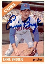 Ernie Broglio 1966 Topps #423 Chicago Cubs Autographed Signed Baseball Card