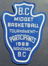 BC Midget Basketball Tournament 1969 Participants Patch  Nanaimo BC Canada