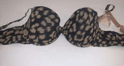 STELLA MCCARTNEY STELLA Smooth Print Black Flesh Leopard Bra S72-140 34D NWT