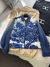 Louis Vuitton x Virgil Abloh Bandana Leather Denim Tie-Dye Jacket 50 L Men's