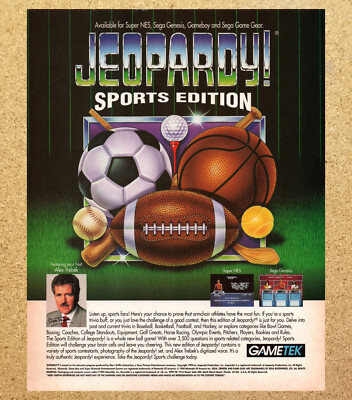 Jeopardy! Sports Edition Gametek - Video Game Print Ads Poster Promo Art 90's