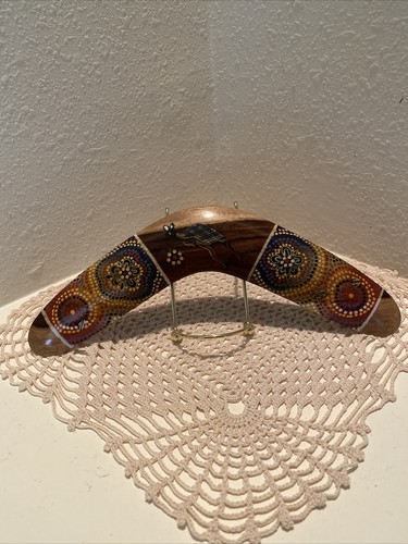 Boomiri handgefertigter Holzbumerang aus Australien handbemalt Känguru 11-1/2 Zoll - Bild 1 von 12