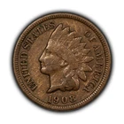 1908-S 1c Indian Head Small Cent - Chocolate Brown - VF Key Date - T4602