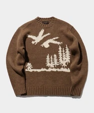BEAMS Plus Crew Neck Intarsia 3G Brown XL Flying Duck Mallard Beams+ Todd Snyder
