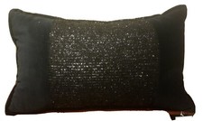 INC 12"x20" Plush Pillow Black with Shiny Elements . NEW