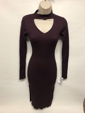 Lu Nyc Long Sleeve Bodycon Dress With Side Slit *New with Defect*
