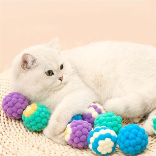 Pet Cat Toy Plush Ball Teasing Cat Toy Colorful Kitten Toys Molar Chew Playing - Picture 1 of 18