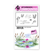 AI WC POND SET-Art Impressions Watercolor Rubber Stamp-Stamping Craft-Lake-Duck