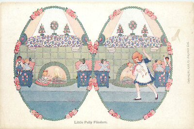 Nursery Rhyme Postcard Willebeek Le Mair Little Polly Flinders Songs of Long Ago