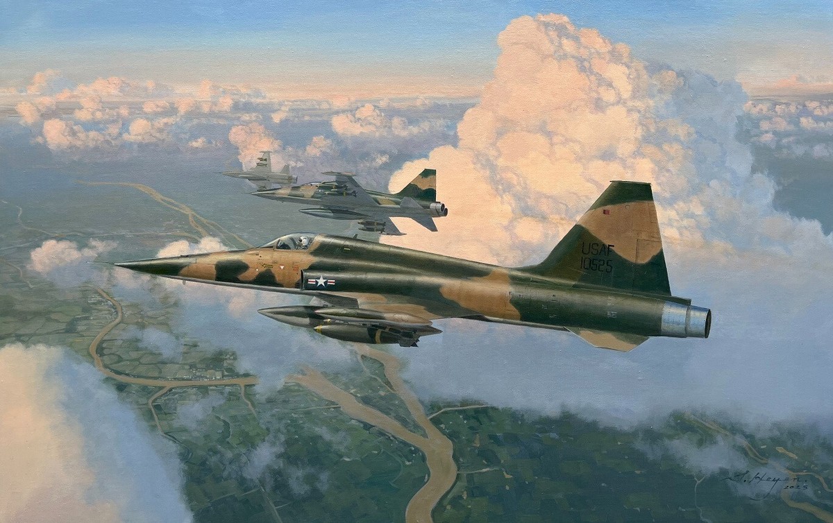 Original Aviation Art: Northrop F5A Freedom Fighter original oil