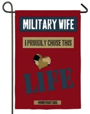 Evergreen Decorative Garden Flag MILITARY WIFE Suede ARMY NAVY AIR FORCE MARINES