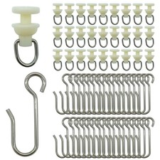 100 PCS Shower Curtain Hooks, Gliders, 50 Hooks, 50 Rollers, Straight, Curved