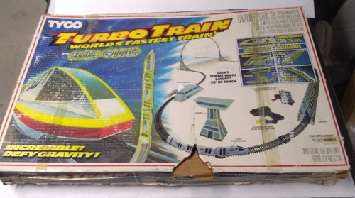 Tyco Turbo Train Worlds Fastest Train HO Race Set, Nite Glow, Works, Damaged box