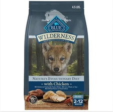 Blue Buffalo Wilderness High-Protein Natural Dry Food for Puppies Chicken Recipe