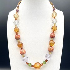 Vintage Women's Handcrafted Artistic Beautiful Glass Bead Necklace Jewelry 20 In