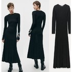 New ListingZara Long Pleated Fabric Knit Viscose Blend Maxi Dress Black Size S