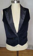 VTG Y2K Black Velvet/Satin Vest Festival Whimsigoth Regency Steampunk Size 9