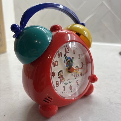 Vintage Doraemon Red Green Yellow Alarm Clock. Ding Dong Nobita
