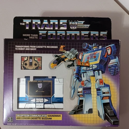 Vintage G1 Transformers Soundwave & Buzzsaw Figures 1984 Hasbro Complete Sealed