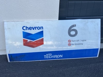 Chevron with Techron Gas Pump #6 Plastic Advertising 65x29 Sign 