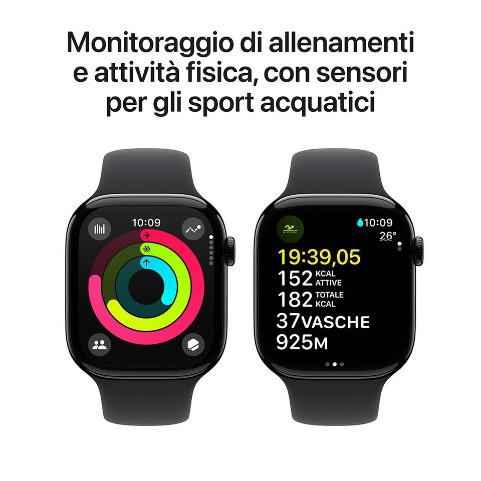 Apple Watch Series 10 GPS alluminio 42 mm Jet Black Sport Band Black taglia S/M - Immagine 3 di 4