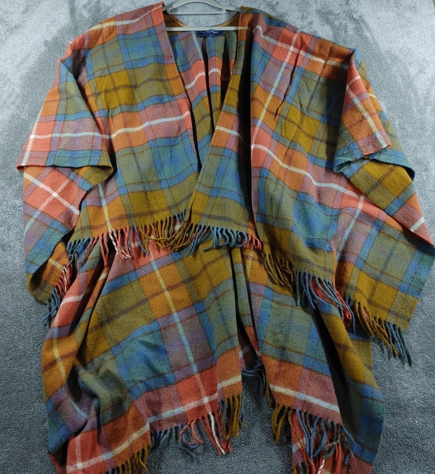 Highland Tweeds Poncho Womens One Size Multi Plaid Merino Wool Cape