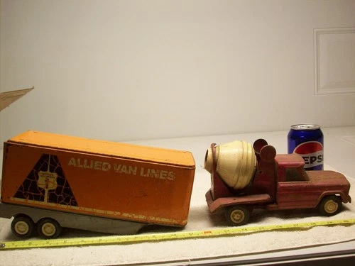 Vintage 1960's TONKA CEMENT MIXER truck & ALLIED VAN LINES trailer PARTS RESTORE