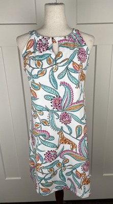 Tabi NWT Shift Dress M Tropical Leopard Botanical Print Keyhole Neck $129