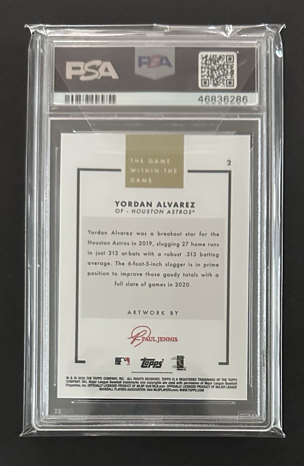 Topps 2020 Game Within the Game Yordan Alvarez #2 RC PSA 10 /2235 view 3