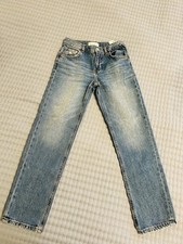 Zara Boys Straight Leg Jeans Size 9 Light Wash Denim 134 CM Adjustable Waist