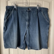 Carhartt Men's Blue Denim Loose OG Fit Carpenter Jean Shorts Waist 38 Distressed