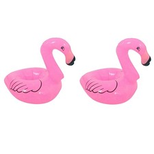 2 Flamingo Floating Inflatable Drink Can Holder Swimming Pool Bath Child Toy,