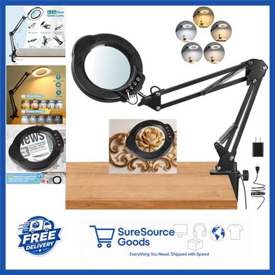 12X Magnifying Lamp with Light, Real Glass Lens, Adjustable Bracket for Crafts