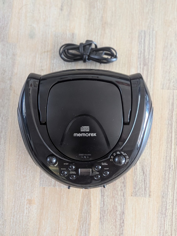 Memorex AM/FM Radio/CD Player Portable Black Boombox Power Cord MP3221G ...