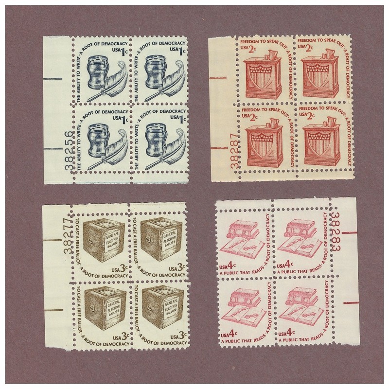4 Different Roots of Democracy US plate block of 4 stamps Mint NH