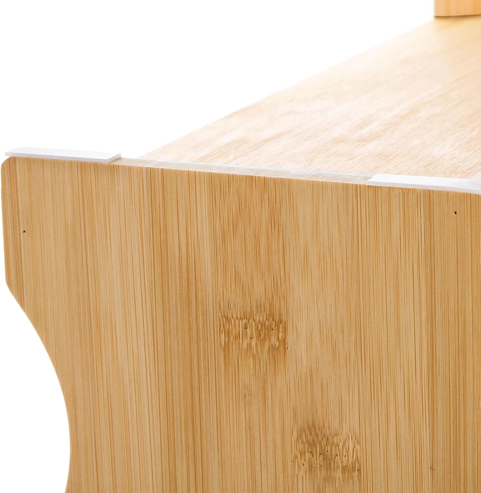 Soporte para CD, organizador de estante para CD de bambú con pies de goma, estante de exhibición de DVD para Foto 3 de 4