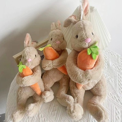 Easter Bunny Plush Rabbit Doll,Bunny Hugging Carrot Plush Toy Easter Gifts Deco-