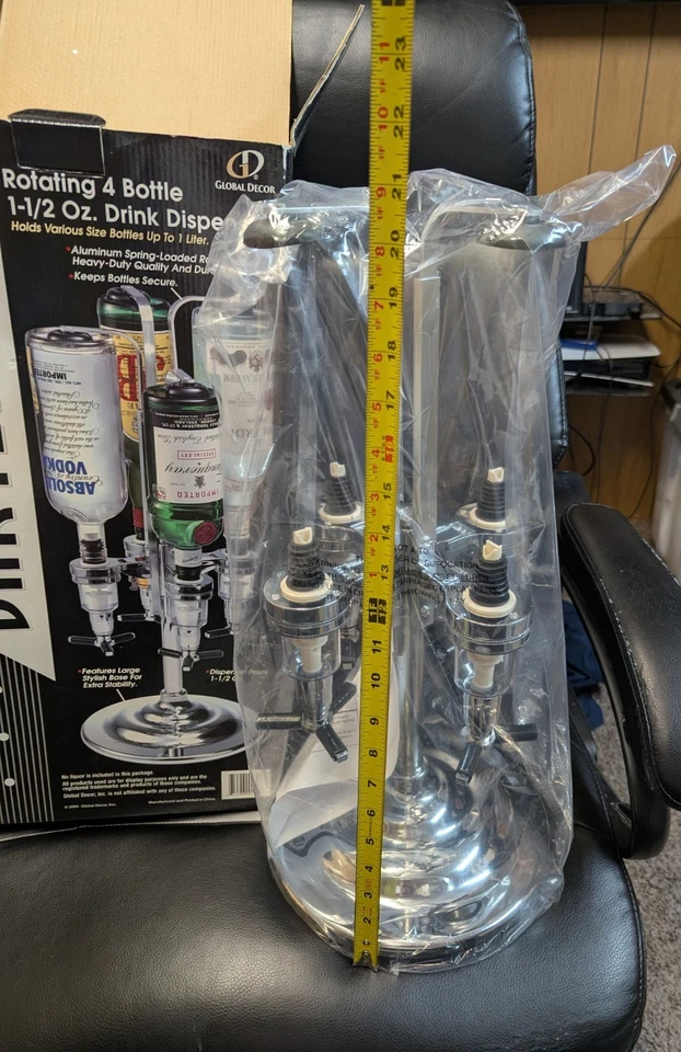 BARTENDER_Global Decor Dispensador Giratorio de Bebidas Alcoholinas Cuatro Botellas Totalmente NUEVO Foto 3 de 4